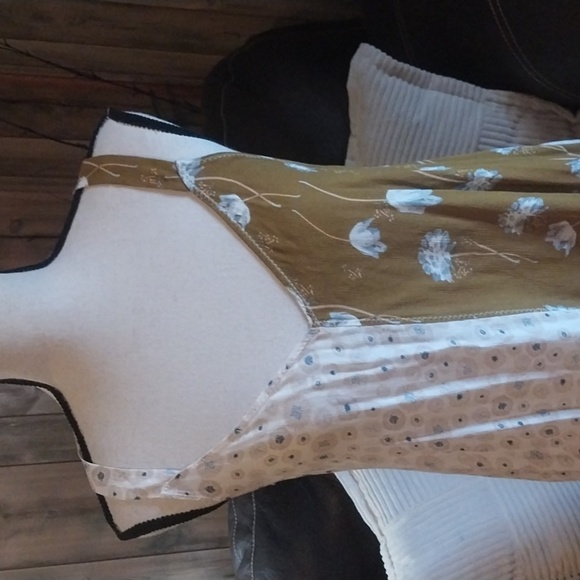 Intimately Free People Mixed Media Floral Boho Slip Dress in Mustard/White Small - Picture 4 of 9